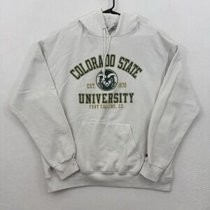 Colorado State University Hoodie Mens XL White Rams Vintage Champion Pullover